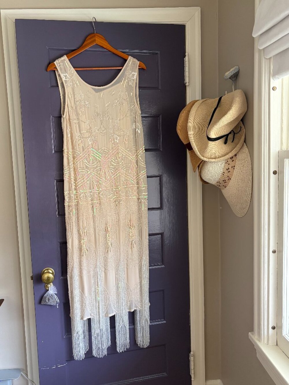 ASOS Ivory Beaded Fringe Midi Dress